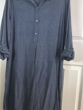 J. Jill Navy Blue Long Sleeve Shirt Dress